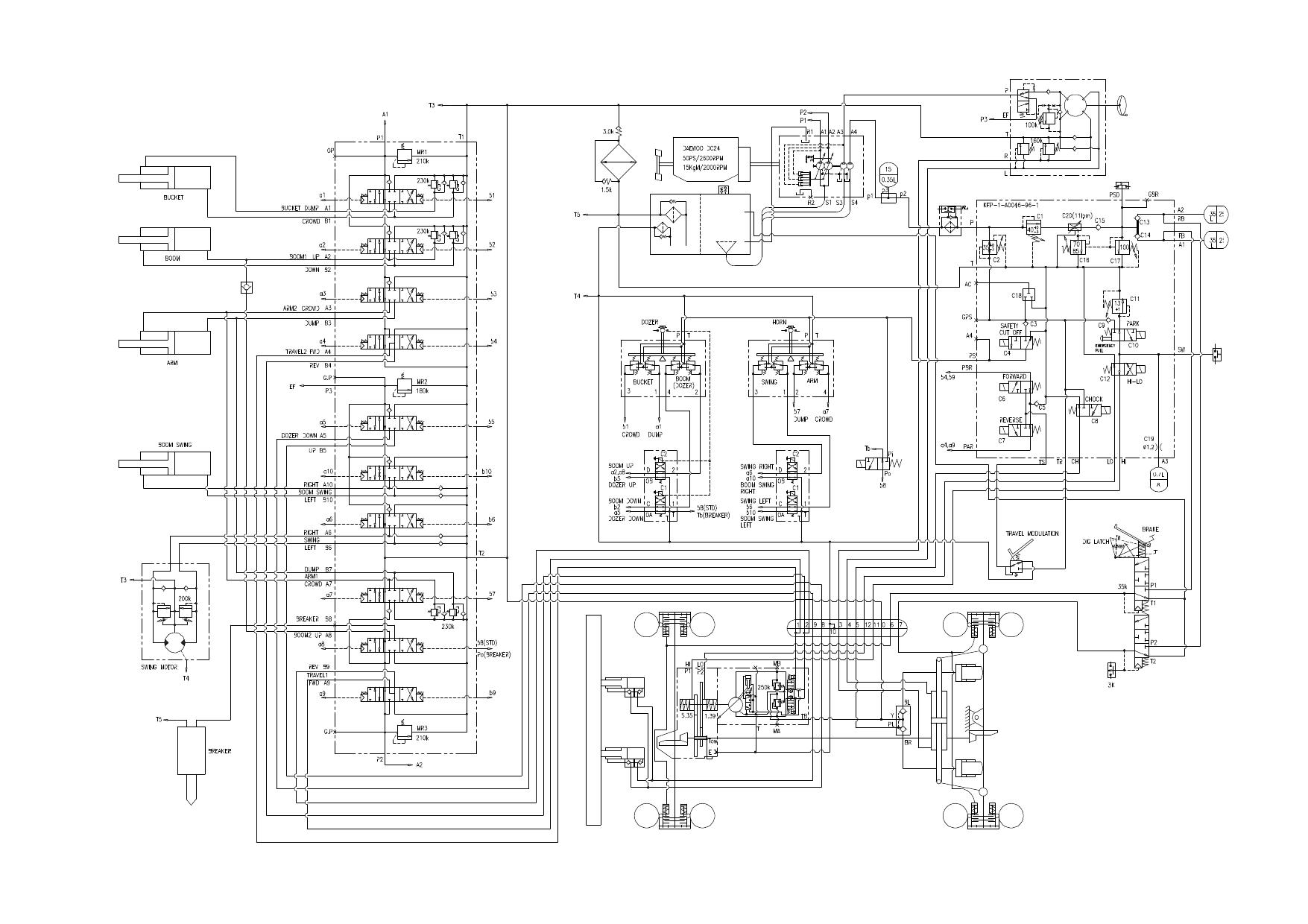 S050W-3 HYDRAULIC CIRCUIT DIAGRAM Schematic Daewoo Doosan